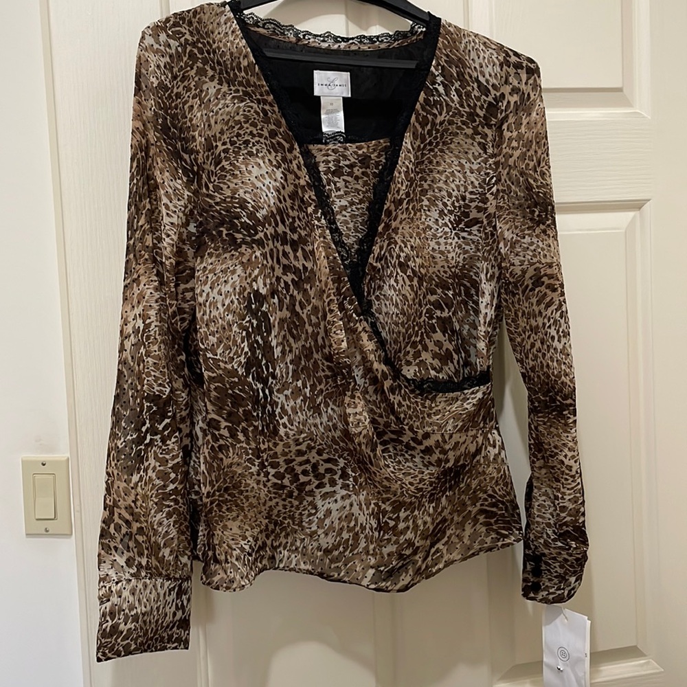 Emma James leopard print blouse (sz 10)